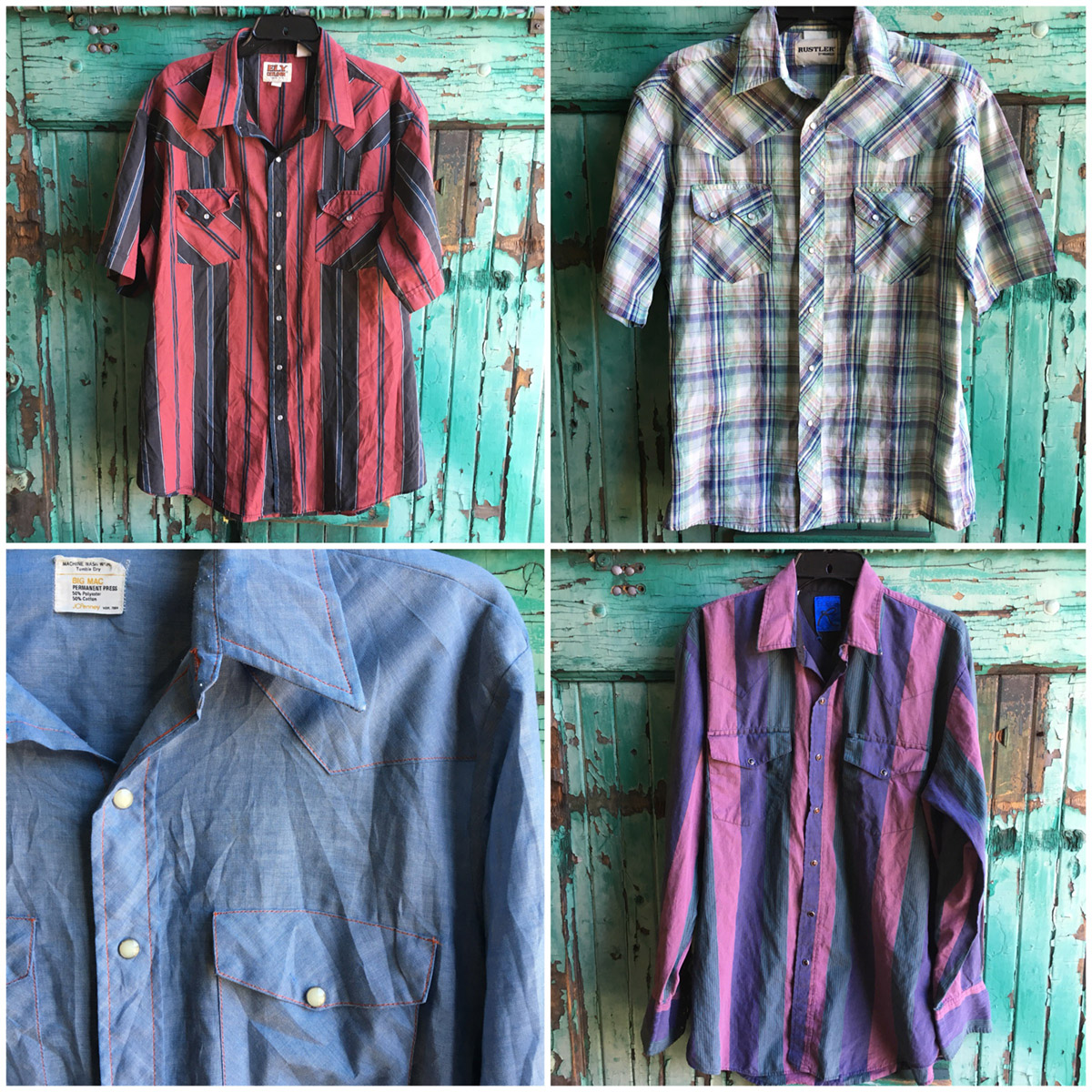 Mens cowboy pearl snap Western Shirts by the pound Bulk Vintage Clothing